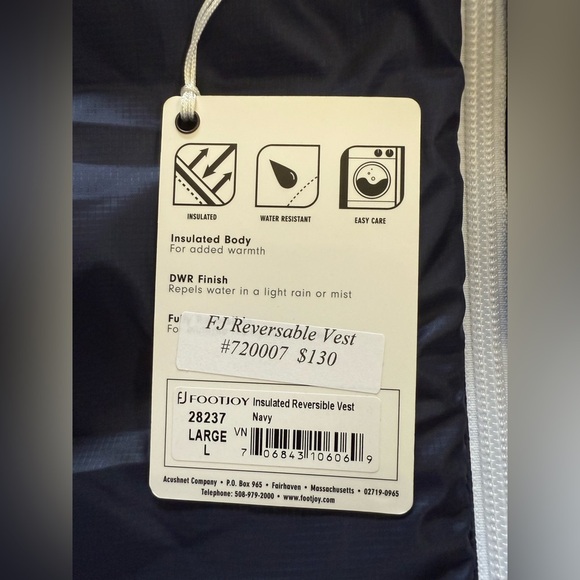 NWT FJ Footjoy Women’s Navy Blue Insulated Reversible Vest - Size Large - Picture 10 of 12